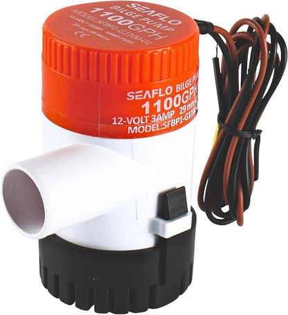 SEAFLO 01 Series 1100 GPH Bilge Pump – 12V, 1-1/8" Outlet, Marine Submersible Pump with Anti-Airlock Protection, CE & Rohs Certified, 4-Year Warranty | Reliable for Boats and Marine Applications
