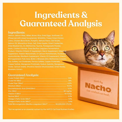 Made by Nacho Dry Cat Kibble 10lb Bag, High Protein Premium Cat Food with Freeze Dried Pieces, Sustainably-Caught Salmon, Whitefish & Pumpkin, Limited Ingredients, Single Bag