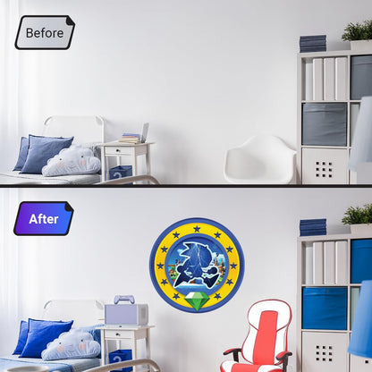 Speed Hero Wall Decal – Removable Vinyl Wall Art with Chaos Emerald Design – Gaming Room, Bedroom & Playroom Decor (Electric Hero)