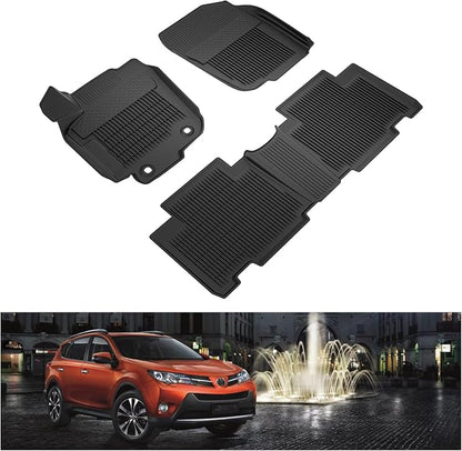 KIWI MASTER Floor Mats for 2013-2018 Toyota RAV4 (Non-Hybrid), OEM Replacement PT908-42165-20, Custom Fit All Weather Car Mats, Heavy Duty TPE Floor Liners, Front & Rear 2 Row, Black