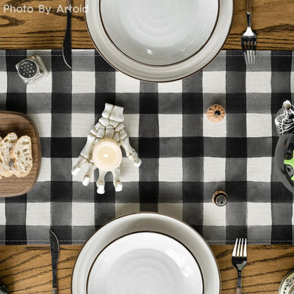 Artoid Mode Buffalo Plaid Bat Pumpkin Ghost Truck Spooky Halloween Table Runner, Sensonal Kitchen Dining Table Decoration for Home Party Decor 13x120 Inch
