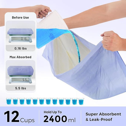 ZOMISIA 3D-Barrier Puppy Pee Pads for Dogs, 12 Cups Absorb & Rise Puffy Gel-Wall Leak-Proof, 26"x30" 50 Counts + 8 Pet Urine Test Strips, Super Absorbent Disposable Potty Training Pads