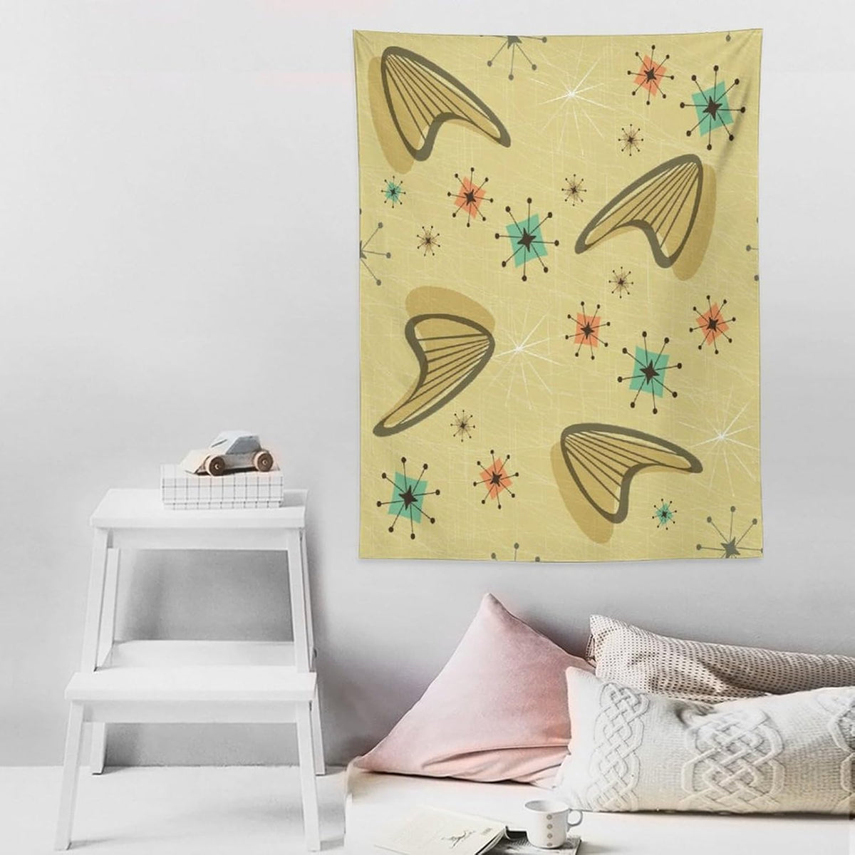 ICMOLYYENLO Boho Medieval Cat Tapestry, Abstract Atomic Starburst Geometric Aesthetic Art Wall Hanging For Bedroom Living Room Dormitory 60x60 Inches