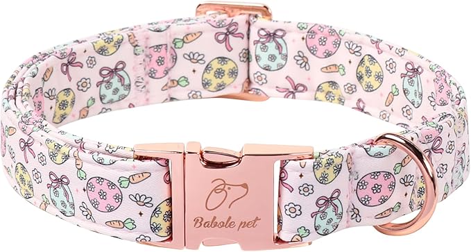 Easter Dog Collar, Pastel Floral Egg Easter Collars for Puppy Small Dogs, Cute Girly Spring Holiday Dog Collars, Adjustable Heavy Duty Female Pet Collar with Metal Buckle XS