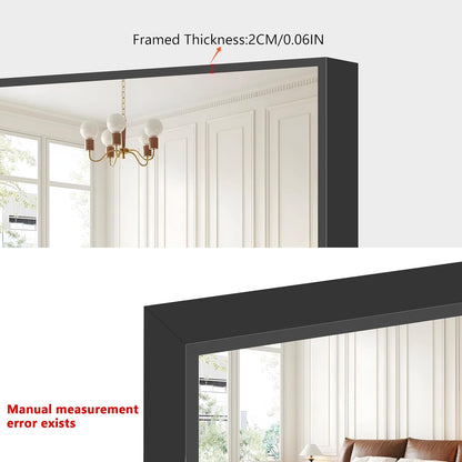 48x24In Black Bathroom Mirror for Wall, Rectangle Mirrors with Metal Frame, Bathroom Rectangular Mirror Modern Wall Mirror for Bedroom Living Room, Entryway Hangs Horizontal or Vertical