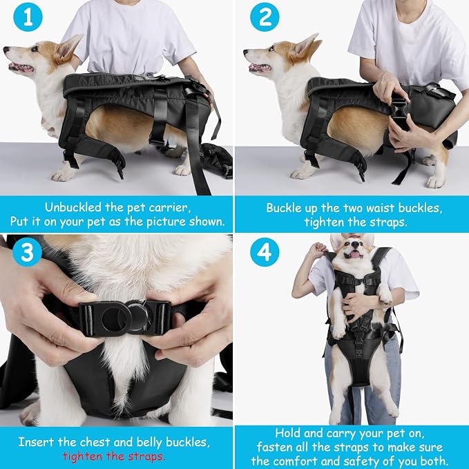 PetBonus Pet Front Dog Carrier Backpacks, Adjustable Pet Backpack, Legs Out Easy-fit Puppy Chest Carrier for Medium Small Dogs, Hands Free for Hiking, Cycling (Black, M) | Hands Free, Adjustable, Safety Strap, Walking Hiking Cycling Motorcycle bag, For...