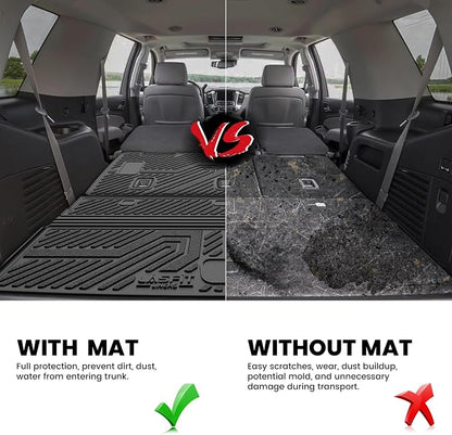 LASFIT Trunk Mat with Backrest Mat 2015-2020 for GMC Yukon (Only Yukon, Not Fit Yukon XL)/Cadillac Escalade (Only Escalade, Not Fit Escalade ESV)/Chevrolet Chevy Tahoe, All Weather TPE Custom Fit
