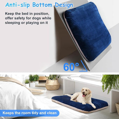 Magic Dog Super Soft Medium Dog Bed, 32 Inches Orthopedic Foam Pet Beds with Anti Slip Bottom, Dog Sleeping Mattress with Removable and Washable Cover, Blue M,32'' X 24'' X 3''