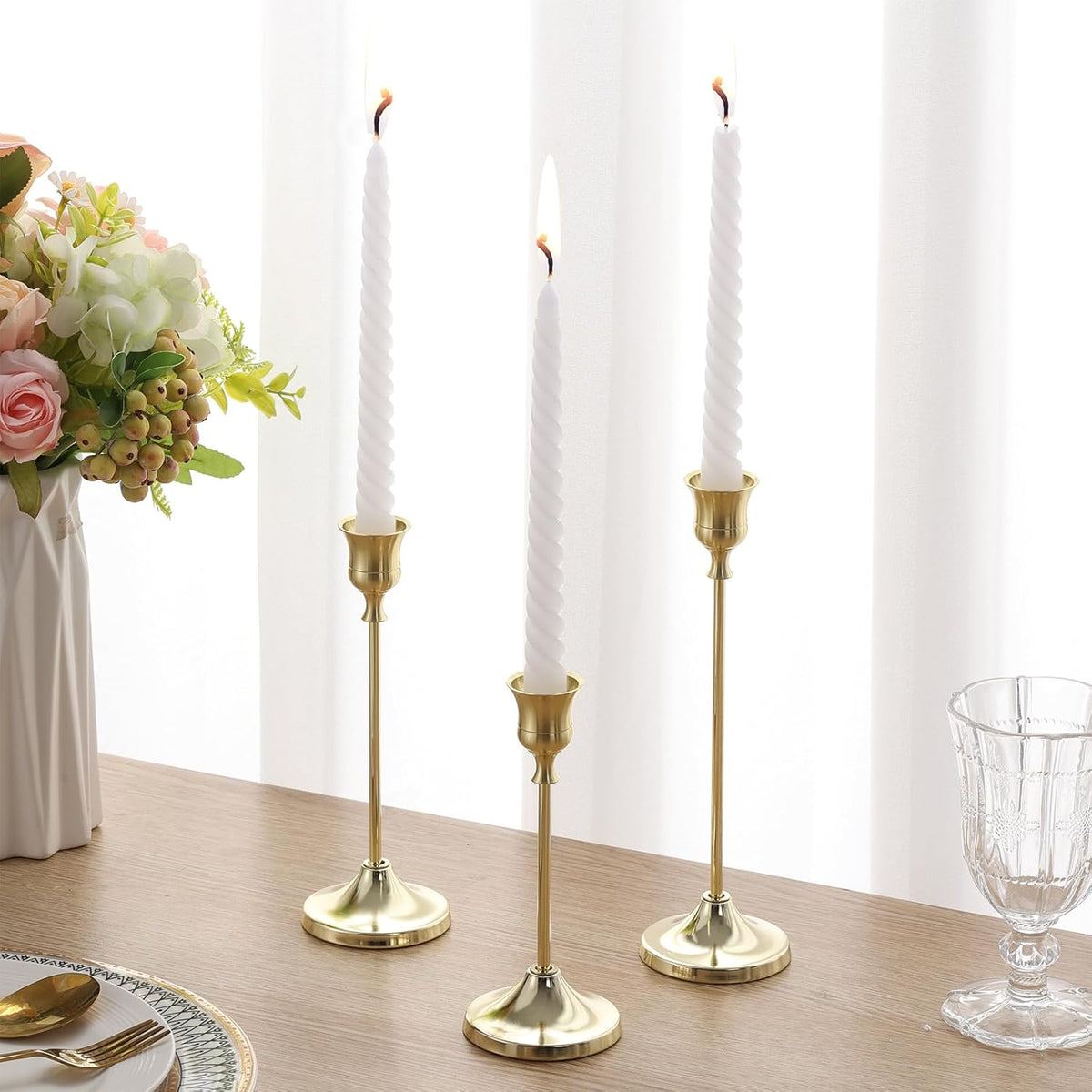 Candlestick Holders 6PCS, Metal Taper Candle Holder, Gold Candle Holders for Pillar Candles, Candle Holder for Halloween Decorations