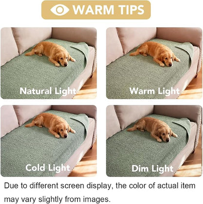 H.VERSAILTEX Non Slip Pet Couch Cover Chenille Dog Bed Protector Thick Soft Sofa Slipcover Pet Friendly Washable Couch Cushion Covers for Pets (30" x 70", Sea Foam)