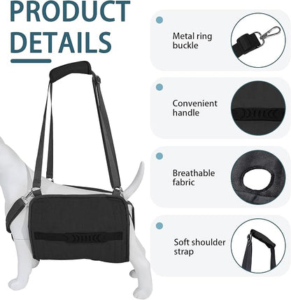 Adjustable Dog Lift Harness, Dog Carry Sling Provides Rear Leg Support for Senior Dogs, Arthritis and After ACL Surgery Dogs,Suitable for Medium to Large Dogs,Black L
