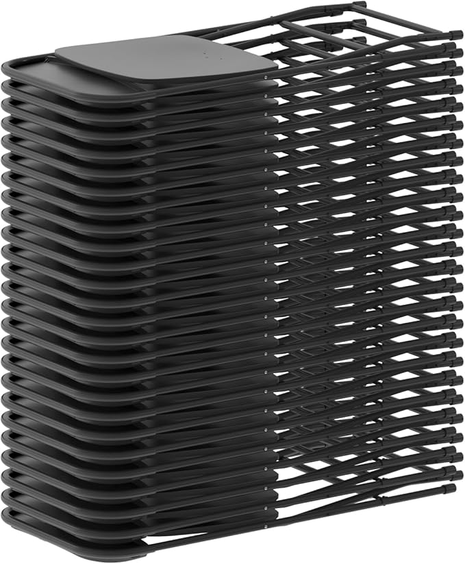 Flash Furniture Hercules Series Plastic Folding Chairs for Parties and Weddings, Stackable Commercial Event Seats with 650-lb. Static Weight Capacity, Set of 6, Black