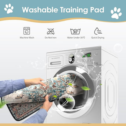 SCLOSE Washable Pee Pads for Dogs Large 2 Pack, 48" x 48" Reusable Puppy Pads Waterproof Dog Rugs, Super Absorbent, Leakproof, Dog Crate Pad, Playpen Mat, Whelping Pads, Blue Medallion