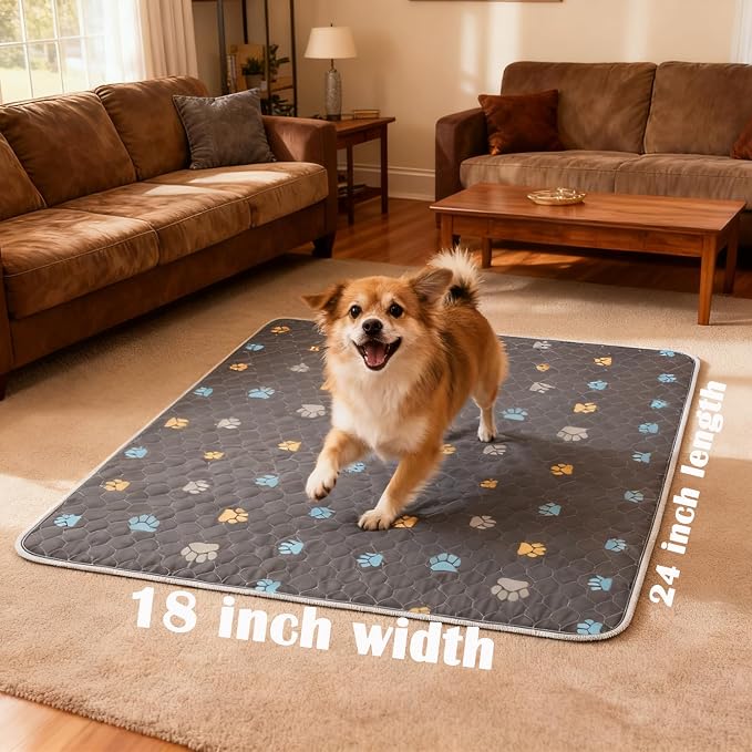 Aitmexcn Washable Puppy Dog Pee Pad, 2PCS 100% Waterproof Whelping Training Mat for Puppy/Senior Dog, Fast Drying Reusable Puppy Pads for Indoor, Outdoor and Car Travel- 18'' x 24''