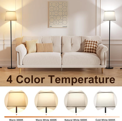 【Upgraded Floor Lamps for Living Room, Modern Floor Lamp with Remote Control, Dimmable Colors Temperature Standing Lamp Foot Switch, 9W Bulb Tall Lamps for Bedroom Office Kid Room - Grey