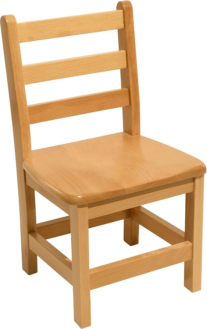Kids Wooden Chair Set, Fully Assembled Youth Ladderback Wood Chairs for Children, 16" Seat Height for Ages 10-11 (Set of Two)