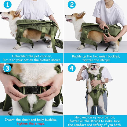 PetBonus Pet Front Dog Carrier Backpacks, Adjustable Pet Backpack, Legs Out Easy-fit Puppy Chest Carrier for Medium Small Dogs, Hands Free for Hiking, Cycling (Army Green, L) | Hands Free, Adjustable, Safety Strap, Walking Hiking Cycling Motorcycle bag...