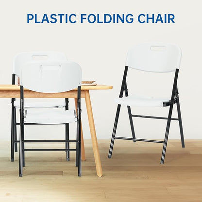 50 Pack Thicker 800 LBS White Folding Chairs, Commercial Grade Folding Chair, Foldable Chairs for Events