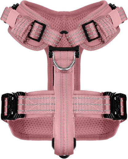 ICEFANG Dog Halter Harness with Metal Buckles,Dog Strap Vest for Small Dogs | Control Handle,Summer-Cooling,Reflective,Front Hook,Adjustable,Soft Padded,No Pull,Pink,Small
