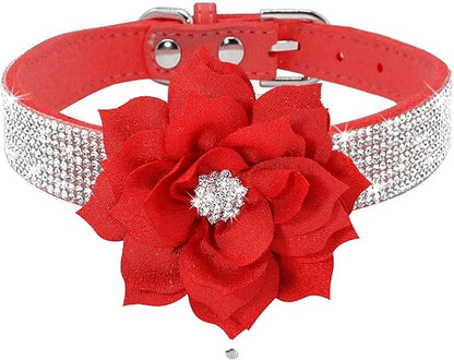 Serijoars Small Dog Collar with Rhinestone Crystal Diamond Colorful Bling Girl Puppy Cat Collars (XXS, Red6)