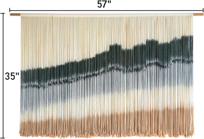 IOWER Large Macrame Wall Hanging Dip Dye Craftsmanship Fiber Yarn Wall Art Boho Wall Decor Home Decor 57''W x 35''L