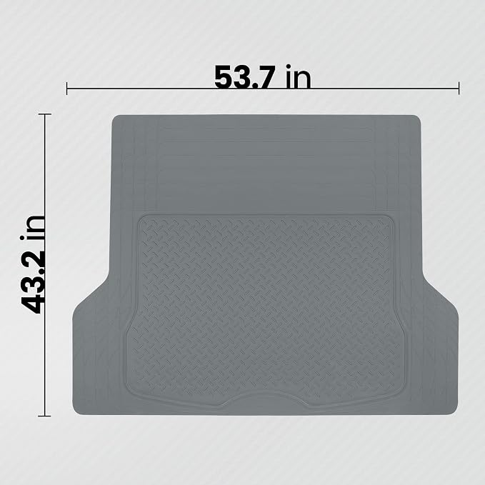 BDK Heavy Duty Rubber Cargo Mat Liner - All-Weather Trunk Protection, Trim-to-Fit Design for Cars, SUVs, Vans & Trucks - Non-Slip, Waterproof, Durable Cargo Floor Liner - 46" x 56.75" x 0.25" - Gray