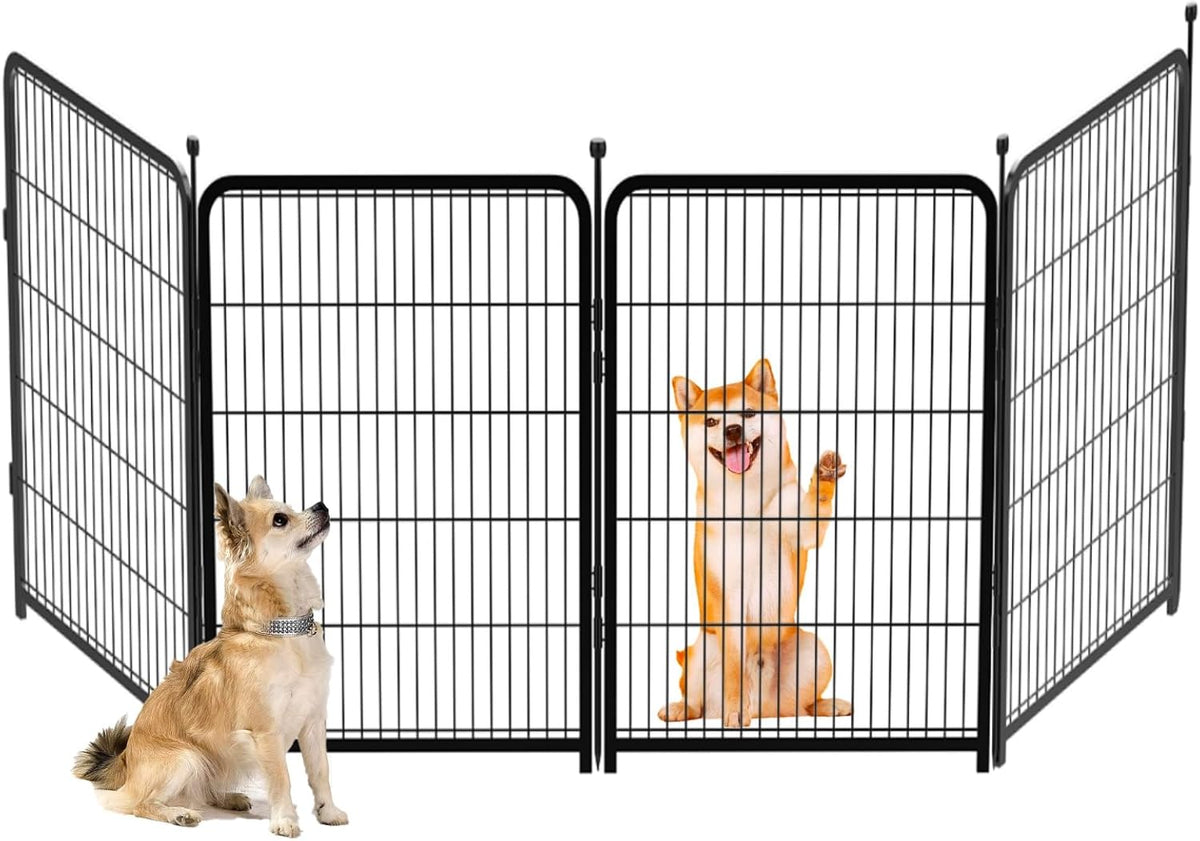 Garden Fencing 36 Inch High, 4 Panels Total 8.9 Ft(L) Dog Fencing Outdoor for Yard, 4 One-Sided Plate, No Door, Anti Dig Fence Barrier, Dog Pen, Rabbit Fence, Garden Fences and Borders