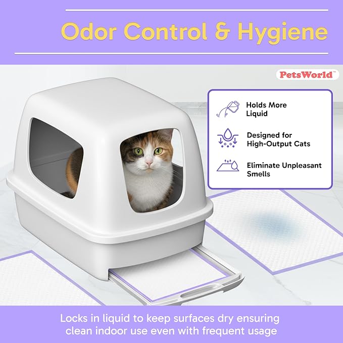 PetsWorld Universal Fit Cat Pad Refills for Litter Box, Unscented, Odor Control, Pack of 600