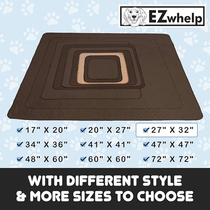Reusable Dog Pee Pads, Washable Waterproof Mat 27x32 in, 2 Pack | 27x32 washable waterproof pee pads with rounded corners, reusable laminated puppy pads for potty training, 2-pack