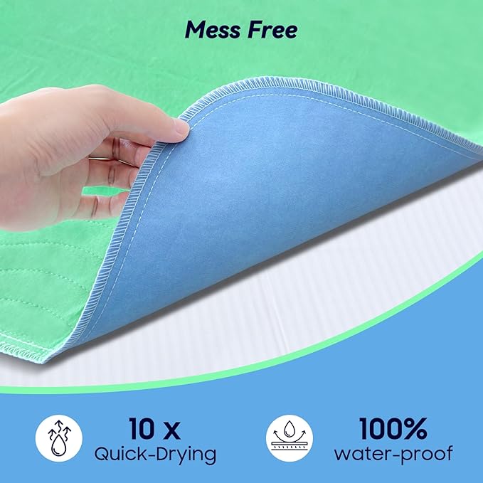 6 Pack 36” x 36” Extra Heavy Absorbency Washable Underpads Bed Pads | WaterProof Quick Drying Nursing Pads Incontinence, Reusable Washable Pee Pads for Dogs, Diaper Changing & Adults