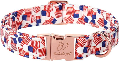 American Flag Dog Collar - 4th of July Dog Dog Collars for Puppy & Tiny Dogs, Adjustable Independence Day Metal Buckle Patriotic Dog Collar XS