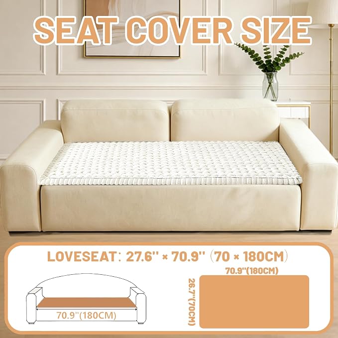 Waterproof Couch Cover for Dogs Washable,Nonslip Fuzzy Durable Pet Friendly | Soft Slipcovers for 3 Cushion Sofa Cover,Plush Thick Protector Fits Mat Bed Leather & Fabric Couches (Beige 27.6"x70.9")