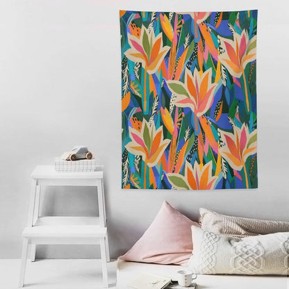 ICMOLYYENLO Boho Green Leaves Tapestry, Mid Century Abstract Tropical Palm Leaves Modern Minimalist Geometric Wall Hanging, Neutral Home Decor Art for Living Room Bedroom Dorm 30x40 Inch