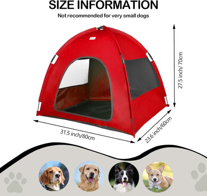 Red, Large Cat & Dog Waterproof Tent House - Washable Indoor/Outdoor Bed, Cave Nest for Small Pets