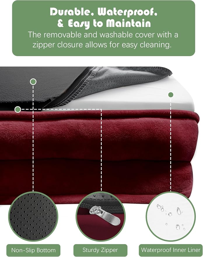 Spotted Play Orthopedic Dog Bed with Sides - Sofa Beds for Small Dogs, Supportive Foam Pet Couch Bed with Washable Removable Cover, Waterproof Lining and Non-Slip Bottom, Burgundy - S