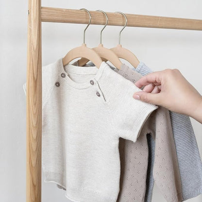 3 Sprouts Velvet Baby Hangers - Non-Slip Hanger for Infant, Toddler, Baby Clothes - Closet Kids Hangers with Slim Design, Nordic Colors, Pack of 30 - Hazelnut