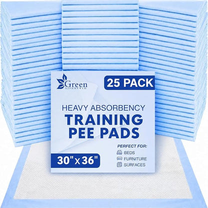 GREEN LIFESTYLE Underpads - Training Pet Pee Pads for Dogs, Cats - Pads for Adults, Seniors and Children - Ideal for Incontinence Protection (Pack of 25 - 30x36)