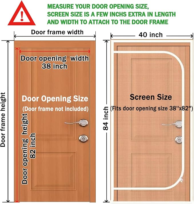 Reinforced Cat Screen Door,Zipper Screen Door Fits Door Opening Size 38''x 82'',Cat Resistant Mesh Screen Door for Keeping Cats in and Out for Living Room,Bedroom,Kitchen.