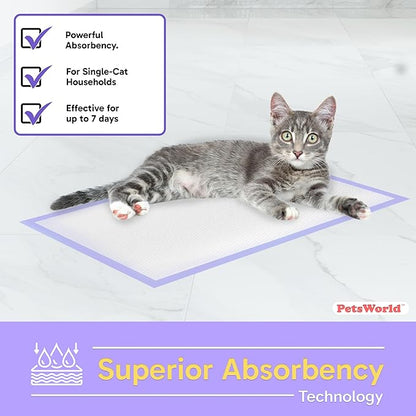 PetsWorld Universal Fit Cat Pad Refills for Litter Box, Unscented, Odor Control, Pack of 50