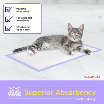 PetsWorld Universal Fit Cat Pad Refills for Litter Box, Unscented, Odor Control, Pack of 400