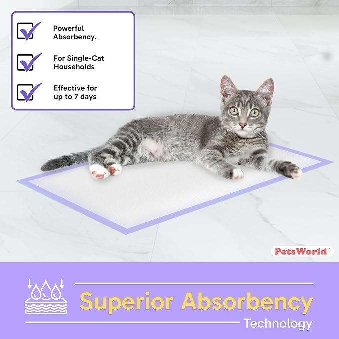 PetsWorld Universal Fit Cat Pad Refills for Litter Box, Unscented, Odor Control, Pack of 600