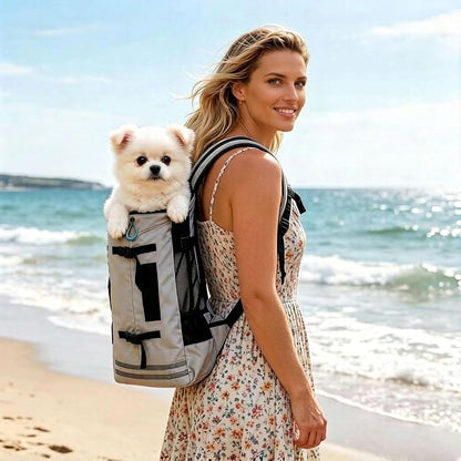 Big Dog Backpack Carrier, Black-M | Extra Large Pet Carrier for 66lbs Dogs, Fully Adjustable Water-Resistant Dog Travel Bag for Hiking Cycling Outdoor Adventures