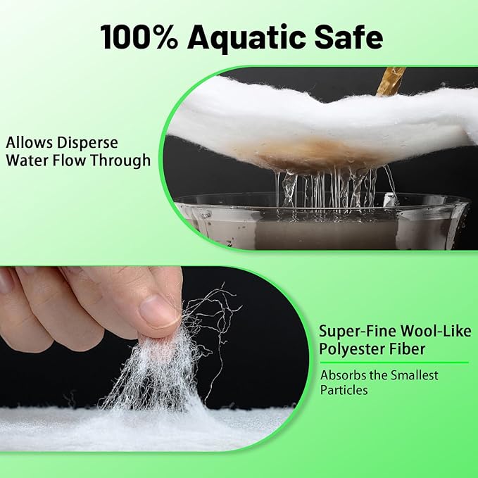 hygger 3/4'' Thick Aquarium Filter Floss 12"x 86" Poly Fiber Fish Tank Filter Media Water Polishing Filter Pad for Sump Canister Hang On Back Filter Cut to Size