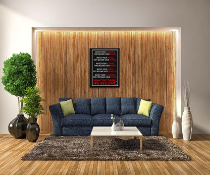 Watch Your Thoughts Motivational Canvas Print Wall Art Inspirational Picture Painting Inspiring Entrepreneurs Poster Modern Home Living Room Classroom Office Wall Decor Artwork [30''Wx 40''H]