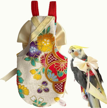 Bird Flight Suits Diapers, Parrot Flight Suits Diapers for Quaker Parakeets Cockatiels Flight Suits, Parrot Clothes (Almond A,Macaw)