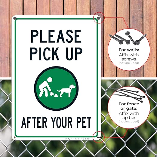 Clean Up After Your Dog Sign, Please Pick Up After Your Pet Sign, 10x14 Inches, Rust Free .040 Aluminum, Fade Resistant, Made in USA