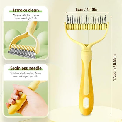 Double-Sided Pet Grooming Brush for Dogs and Cats, 2026 New Dog Deshedding Brush, Dematting Comb Removes Tangles Knots and Loose Fur, Ergonomic Pet Grooming Tool (Blue)