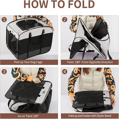 Dog Kennels and Crates for Medium Dogs, Portable Pop Up Indoor Pet Cage with Sturdy Wire Frame, Collapsible Travel Crate Soft Sided Cat Bag Escape Proof (Gray, 36.0" L x 23.0" W x 28.0" H)
