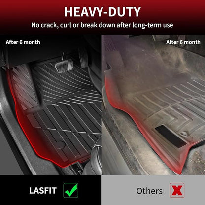 LASFIT Floor Mats for Cadillac XT4 2019-2025, All Weather TPE Custom Fit Automotive Floor Mats for Cars, 1st and 2nd Row Car Floor Mats Full Set for Cadillac XT4 Accessories, 3 PCS, Black