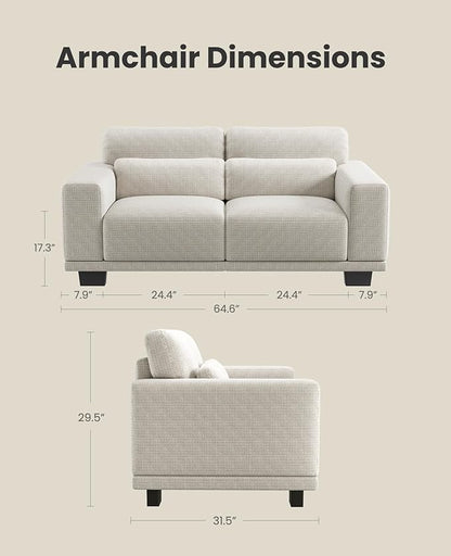Amada 65" Loveseat Sofa, 2 Seater Couch with Deep Seats and Wide Armrests for Living Room, Comfy Couch with Removable Washable Covers, Easy Assembly